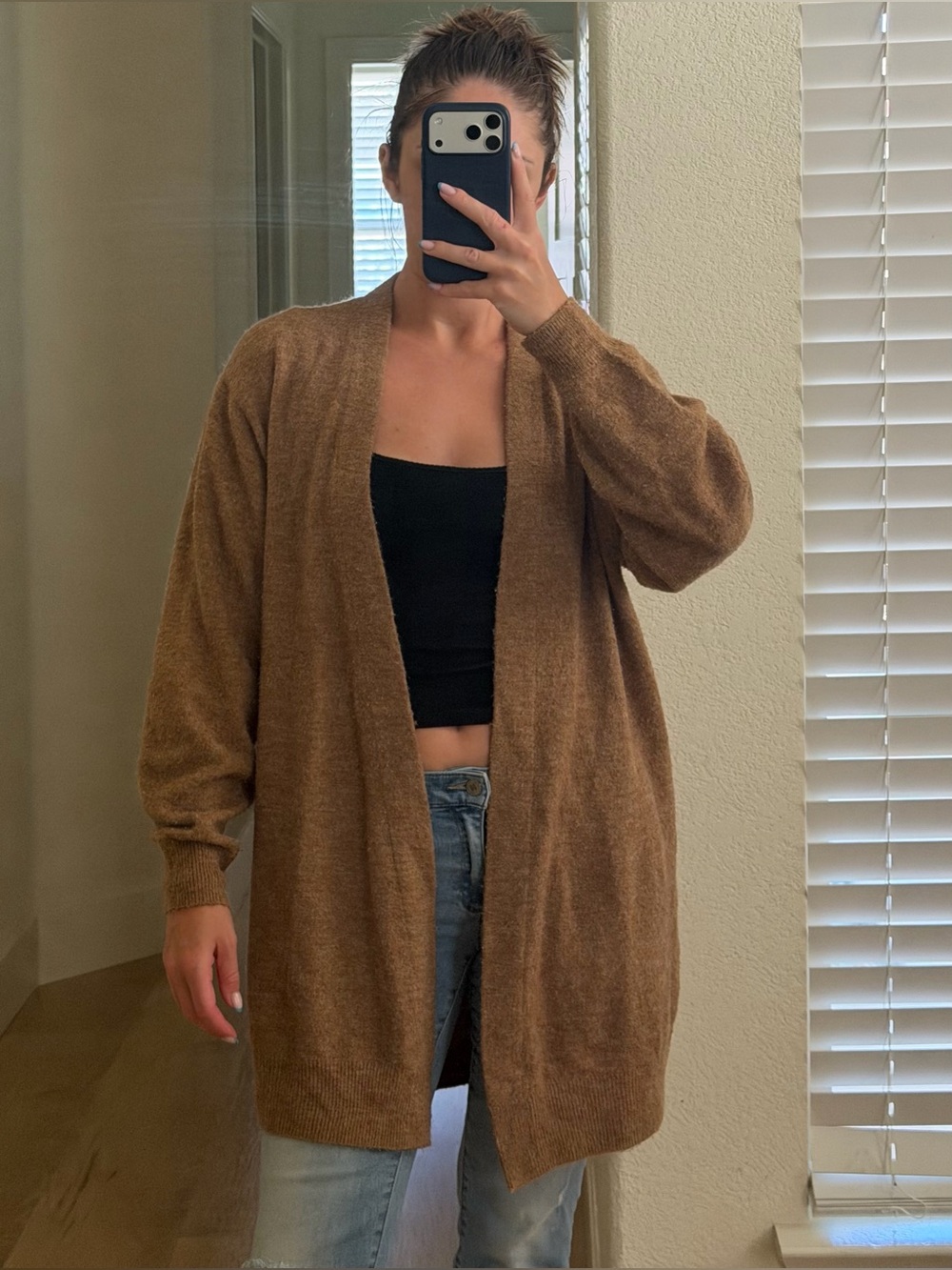 Long brown cardigan